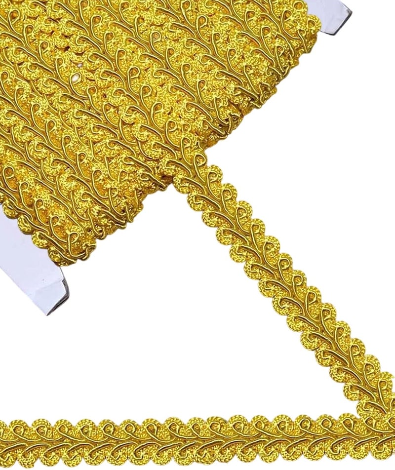 MSCFTFB 14 Yards Gimp Braid Trim,1/2 inch Gift Wrap Ribbon, Woven Fabric Lace Trim for Upholstery Costume Curtain,Lamp,Jewelry,Decorative Embellishment for Sewing Craft (Gold) - Image 1